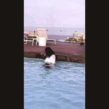 Aqua: Pool Break in Malta in Jeans and Blouse