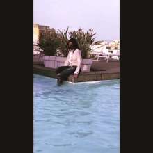 Aqua: Pool Break in Malta in Jeans and Blouse