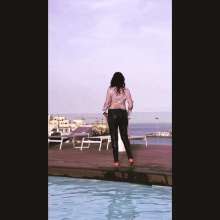 Aqua: Pool Break in Malta in Jeans and Blouse