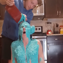 Slimed Models: Chi Chi Blue Fish Slimed... Naked!