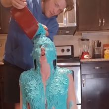 Slimed Models: Chi Chi Blue Fish Slimed... Naked!