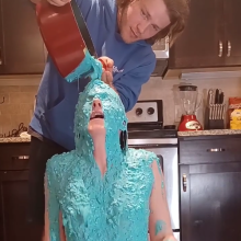 Slimed Models: Chi Chi Blue Fish Slimed... Naked!