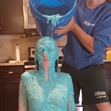 Slimed Models: Chi Chi Blue Fish Slimed... Naked!