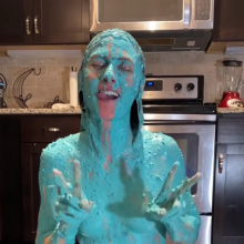 Slimed Models: Chi Chi Blue Fish Slimed... Naked!