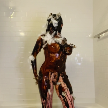 Slimed Models: Ana Tar and Feathered Naked by Her Friend