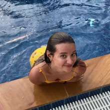 WetPlace: Stunning Anny Swim In Pool In Yellow Dress
