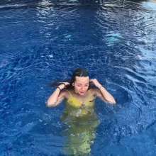 WetPlace: Stunning Anny Swim In Pool In Yellow Dress