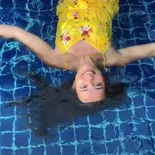 WetPlace: Stunning Anny Swim In Pool In Yellow Dress