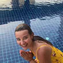 WetPlace: Stunning Anny Swim In Pool In Yellow Dress