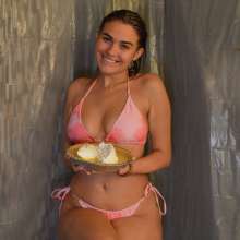 FunFilled Photography: Sydney's Pie/slime Trivia Challenge in a Thong Bikini!