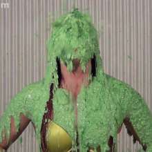 Anglefan: April gets nasty green slimed in her yellow thong