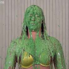 Anglefan: April gets nasty green slimed in her yellow thong