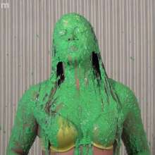 Anglefan: April gets nasty green slimed in her yellow thong