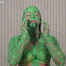 Anglefan: April gets nasty green slimed in her yellow thong