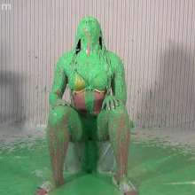Anglefan: April gets nasty green slimed in her yellow thong