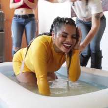 lovingmessy4you: Wetlook Wrestling in the Mini Inflatable Pool