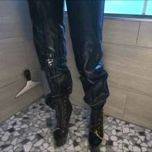 Tight and Wet Clothes: 1980s Chardon Designer Jeans Try on Wet in Pool and Shower