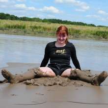 DungeonMasterOne: Miss Abigail takes a mudbath in shiny shorts!