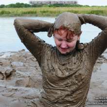 DungeonMasterOne: Miss Abigail takes a mudbath in shiny shorts!