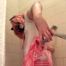 Ellie UwU: Femboy Astolfo Cosplay Wetlook Shower Play
