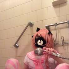 Ellie UwU: Femboy Astolfo Cosplay Wetlook Shower Play