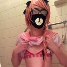 Ellie UwU: Femboy Astolfo Cosplay Wetlook Shower Play