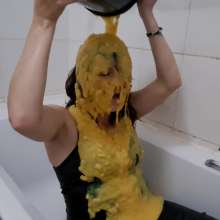 Thefetishgirl: Getting Gunged in My Leather Dress