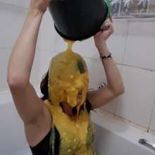 Thefetishgirl: Getting Gunged in My Leather Dress