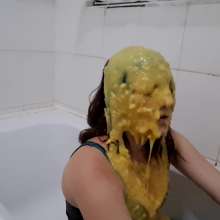 Thefetishgirl: Getting Gunged in My Leather Dress