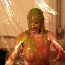RevSlymsford: Messy Jessie Demonstrates Swimsuit Filling: Custard, Slime +