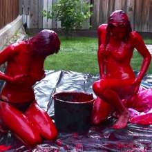 Lara_eurowam: Szende and Laura Having Fun with Slime in Wedding Dresses