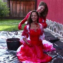 Lara_eurowam: Szende and Laura Having Fun with Slime in Wedding Dresses