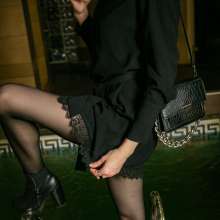 wet.look.me: Wetlook girl in black Dress and black tights | Wetlook.biz
