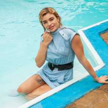 wet.look.me: Wetlook girl in dress swim in the street pool | Wetlook.biz