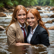soakher: The office ladies had a business meeting down by the river...