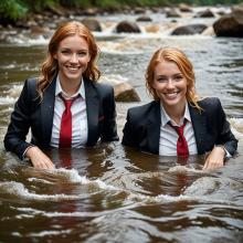 soakher: The office ladies had a business meeting down by the river...