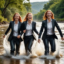 soakher: The office ladies had a business meeting down by the river...