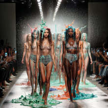 Bobographer: Dissolving fabric fashion show--barefoot in shorts