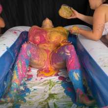 RevSlymsford: BBW Gaby Pampered At The Messy Slime and Caramel Spa