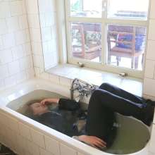 eileenvogel: W449 Eileen in business suit dunking in the bath