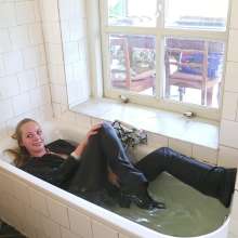 eileenvogel: W449 Eileen in business suit dunking in the bath