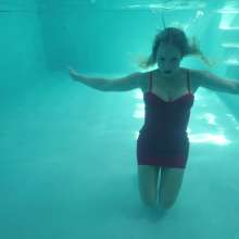 WetlookFashion: Camille-Sexy Red Dress in the Pool