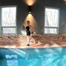 WetlookFashion: Camille Wet Workout Wearing a LuluLemon Bodysuit