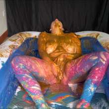 RevSlymsford: Gaby Has A Luxurious Dildo Wank In Mucky Slime and Caramel