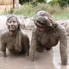 Lara_eurowam: Edina and Jessica Had Fun Together in the Mud Topless- Tits2