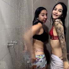 wet.look.me: Double Splash Delight: Girls Playful Shower Soak | Wetlook.biz