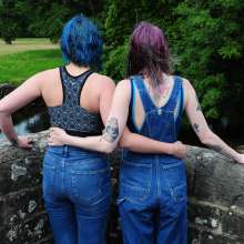 DungeonMasterOne: Blue Denim at the Stone Bridge: Maude and Charity Soaked!