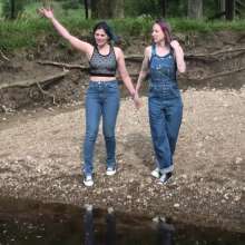 DungeonMasterOne: Blue Denim at the Stone Bridge: Maude and Charity Soaked!