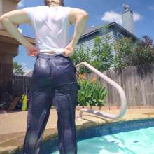 WetlookFashion: Camille Gets Wet in a White Shirt and Satin Pants