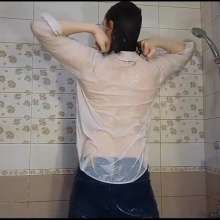WETColours: Josh Showers in the Tub in a White Shirt and Jeans